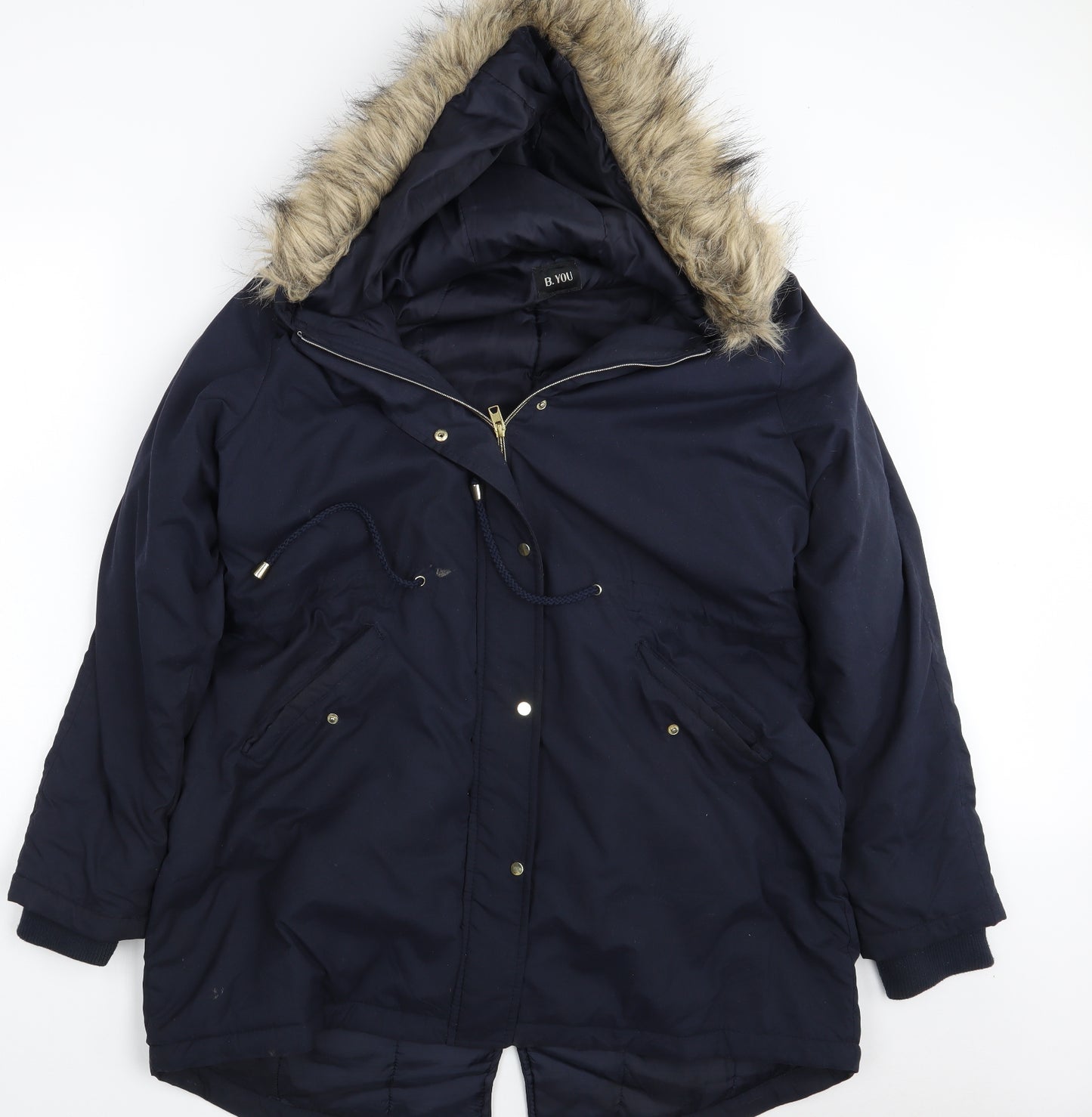 B. YOU Womens Blue   Parka Jacket Size 16