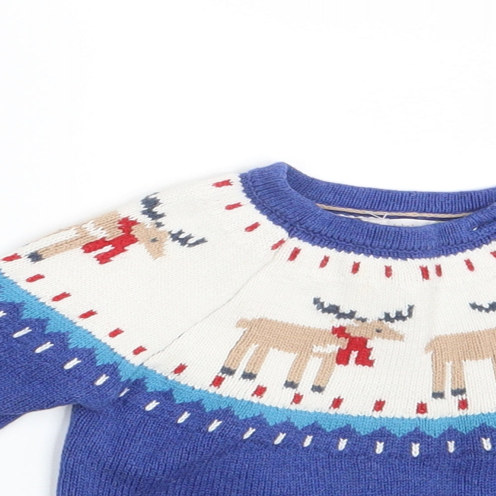 John Lewis Baby Blue Fair Isle  Pullover Jumper Size 12-18 Months  - Seasonal Christmas Festive Holiday