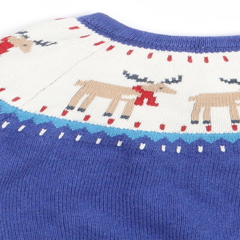 John Lewis Baby Blue Fair Isle  Pullover Jumper Size 12-18 Months  - Seasonal Christmas Festive Holiday