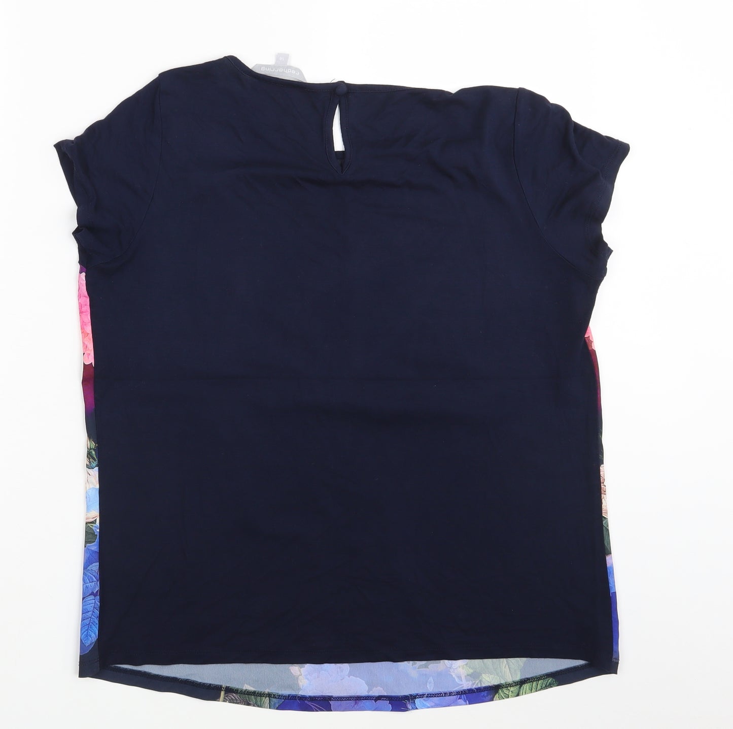Red Herring Womens Blue Floral  Basic T-Shirt Size 14