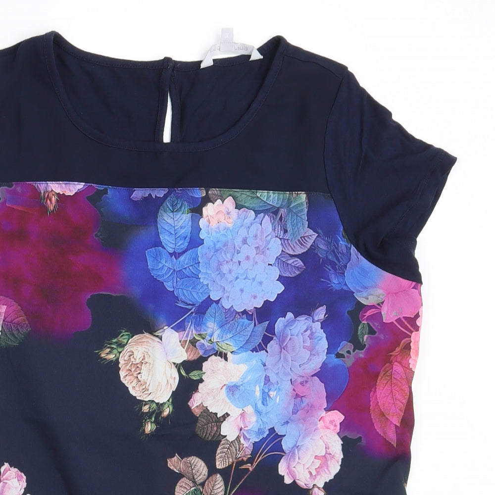 Red Herring Womens Blue Floral  Basic T-Shirt Size 14