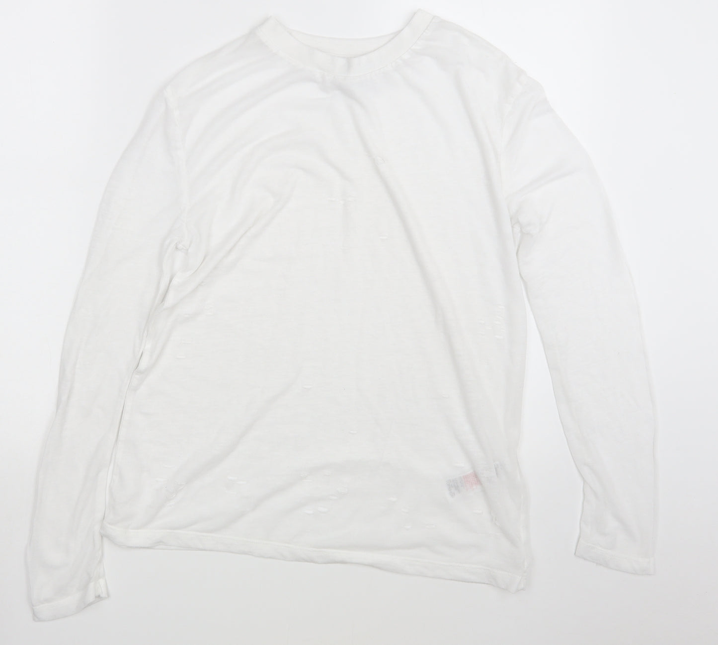 Topshop Womens White   Basic T-Shirt Size 10  - Distressed