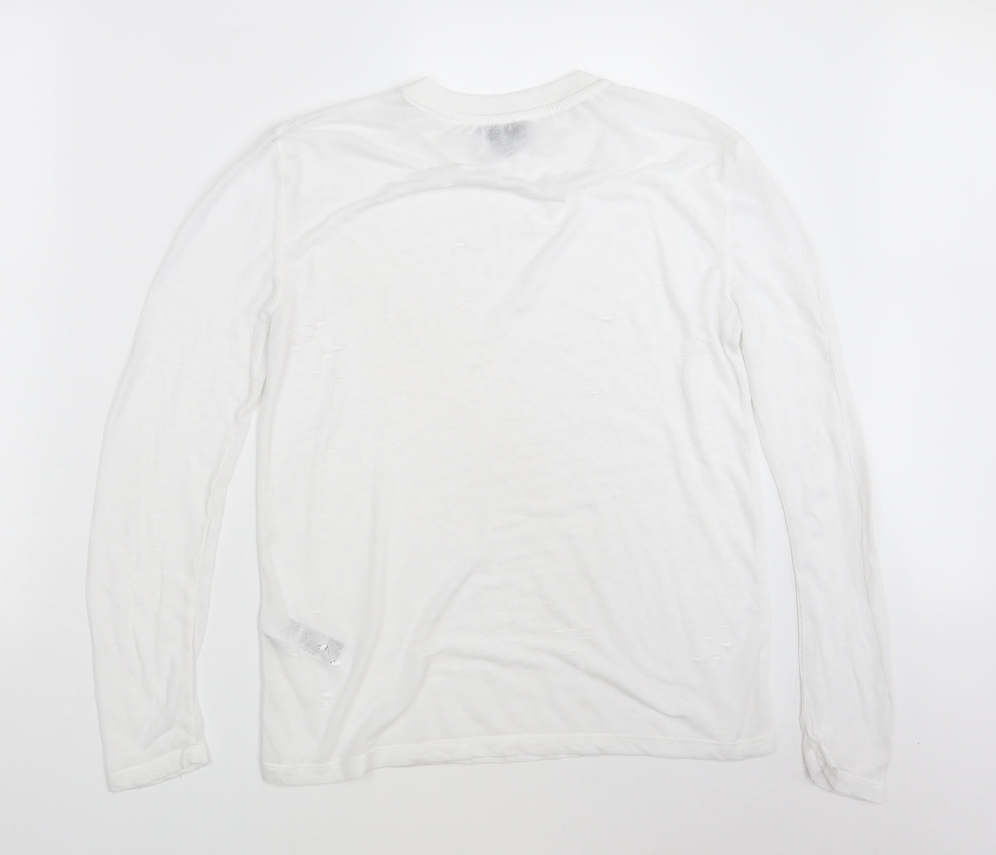 Topshop Womens White   Basic T-Shirt Size 10  - Distressed