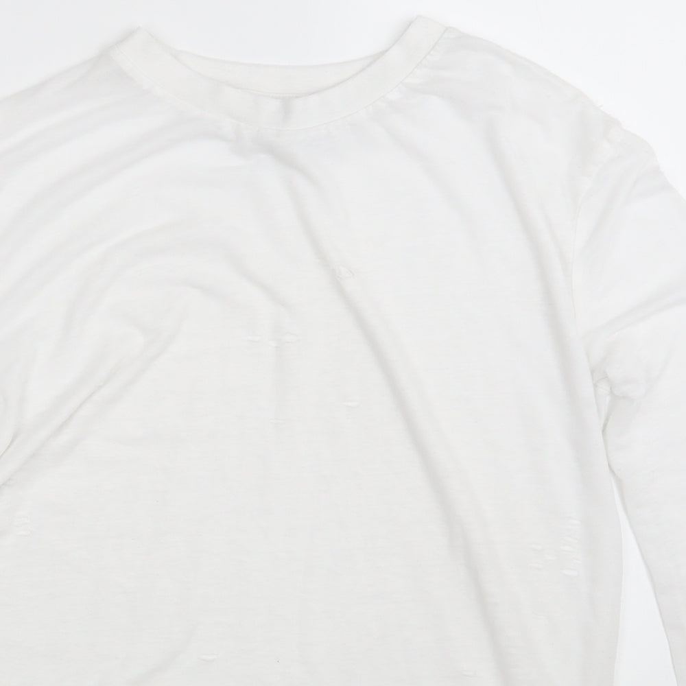Topshop Womens White   Basic T-Shirt Size 10  - Distressed