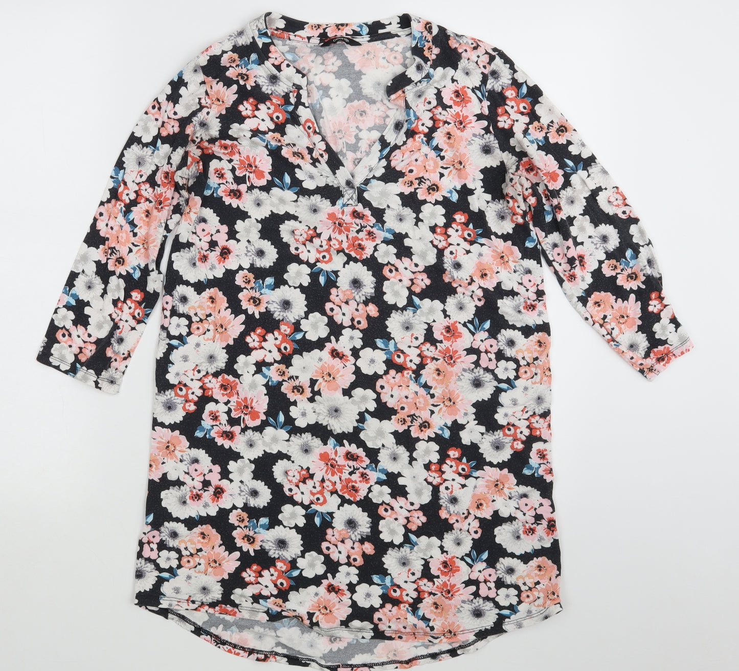 George Womens Black Floral  Basic T-Shirt Size 12