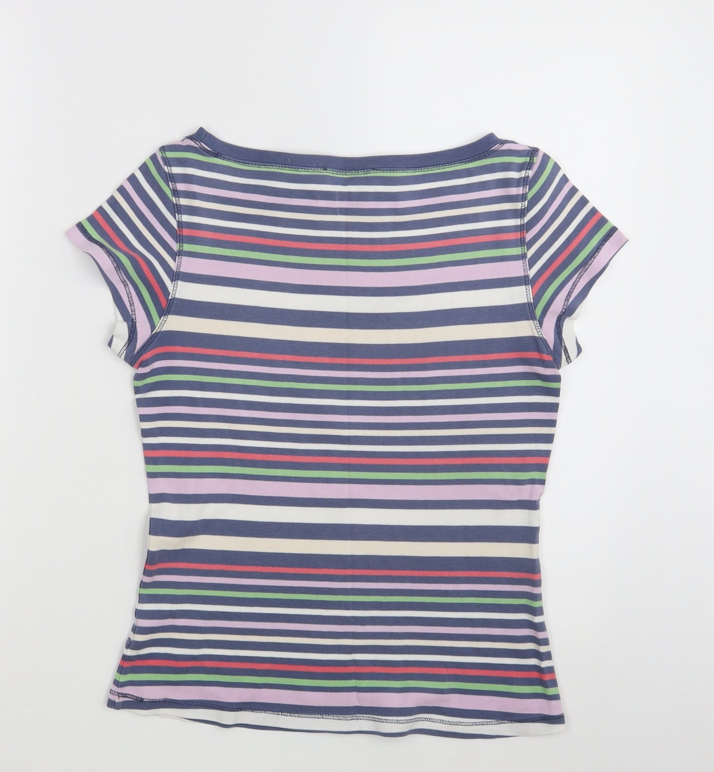 M&S Womens Multicoloured Striped  Basic T-Shirt Size 10