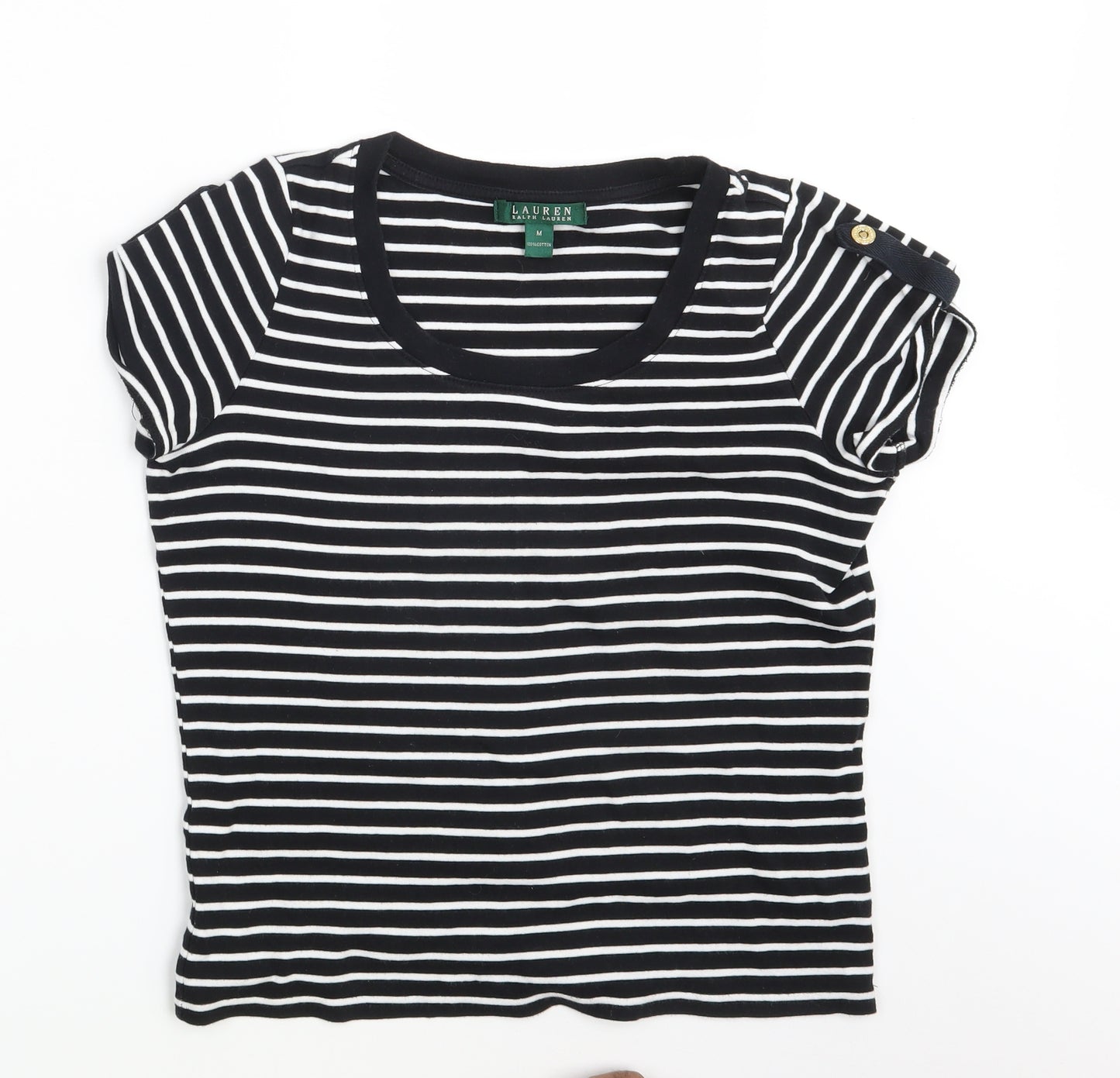 Polo Ralph Lauren Womens Black Striped  Basic T-Shirt Size M