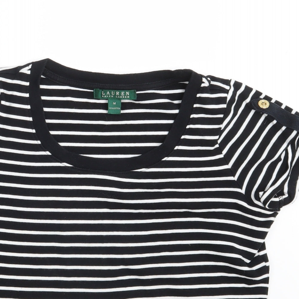 Polo Ralph Lauren Womens Black Striped  Basic T-Shirt Size M