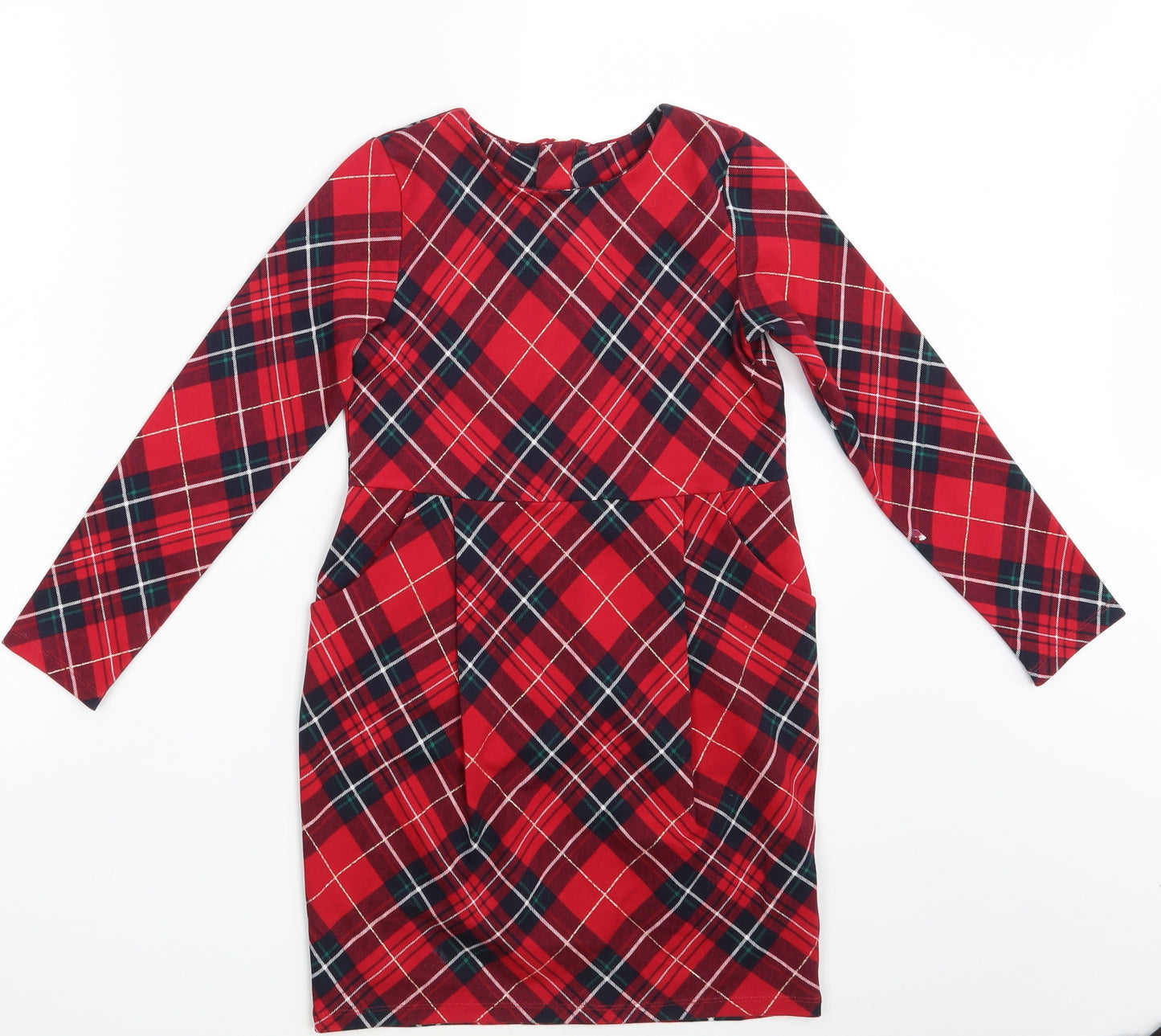 H&M Girls Red Check  Fit & Flare  Size 6-7 Years