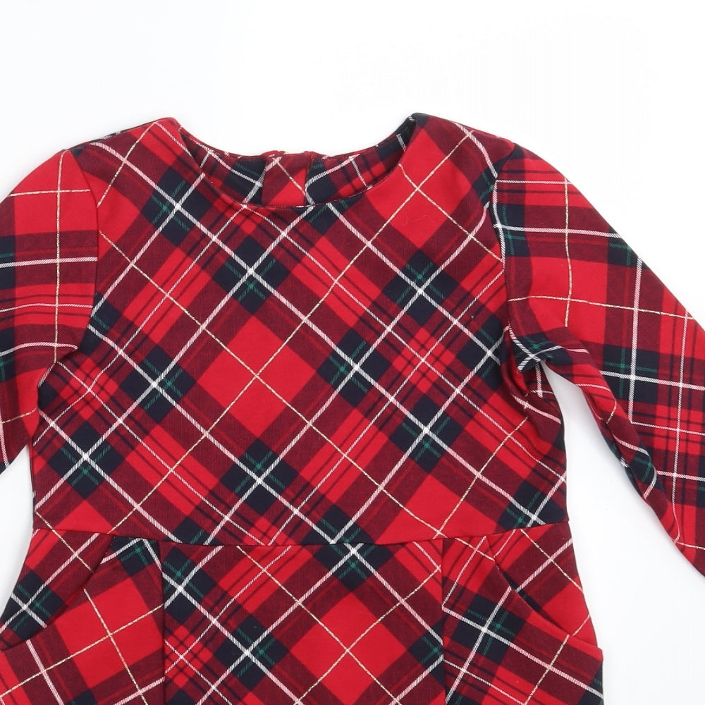 H&M Girls Red Check  Fit & Flare  Size 6-7 Years