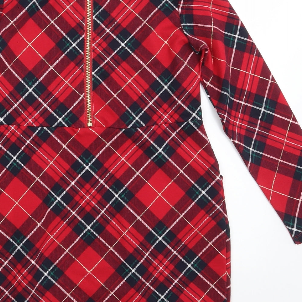 H&M Girls Red Check  Fit & Flare  Size 6-7 Years