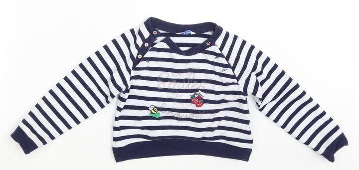 Mayoral Girls Blue Striped  Pullover Sweatshirt Size 5 Years