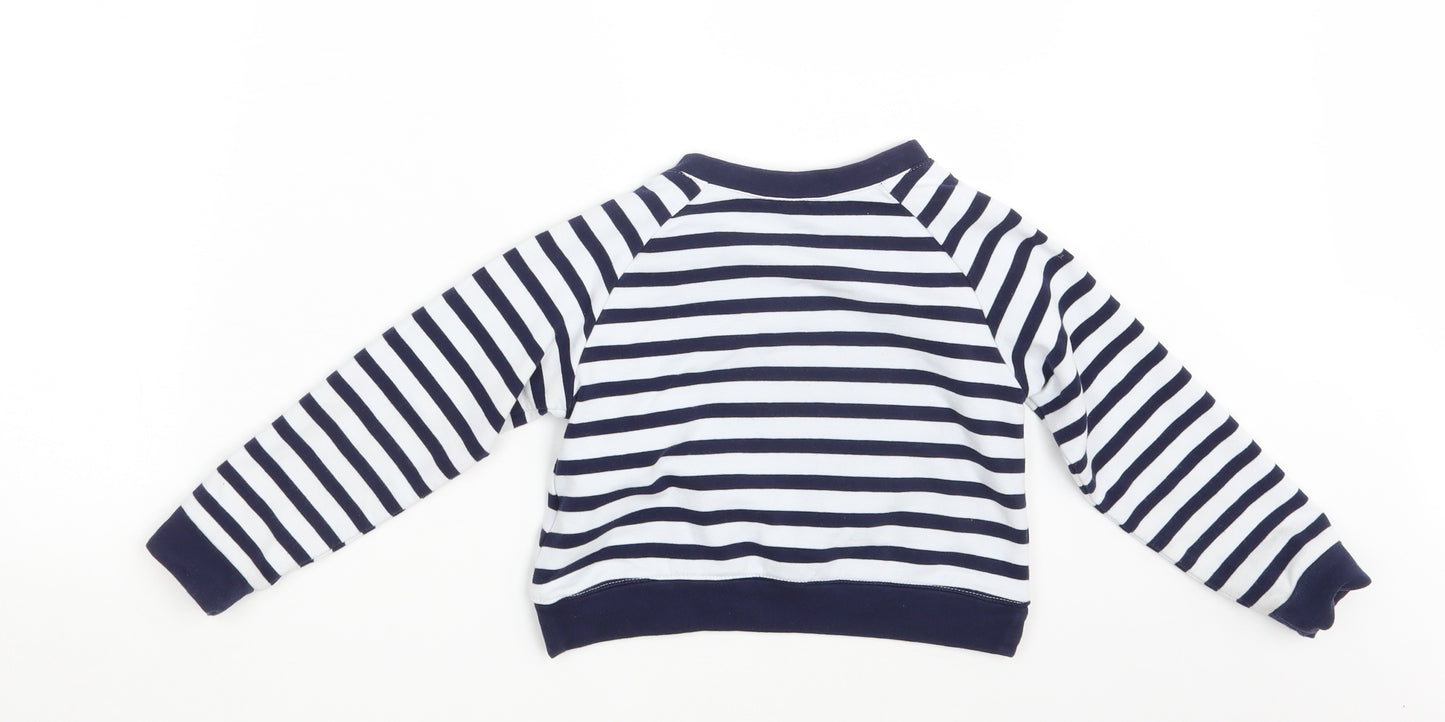 Mayoral Girls Blue Striped  Pullover Sweatshirt Size 5 Years
