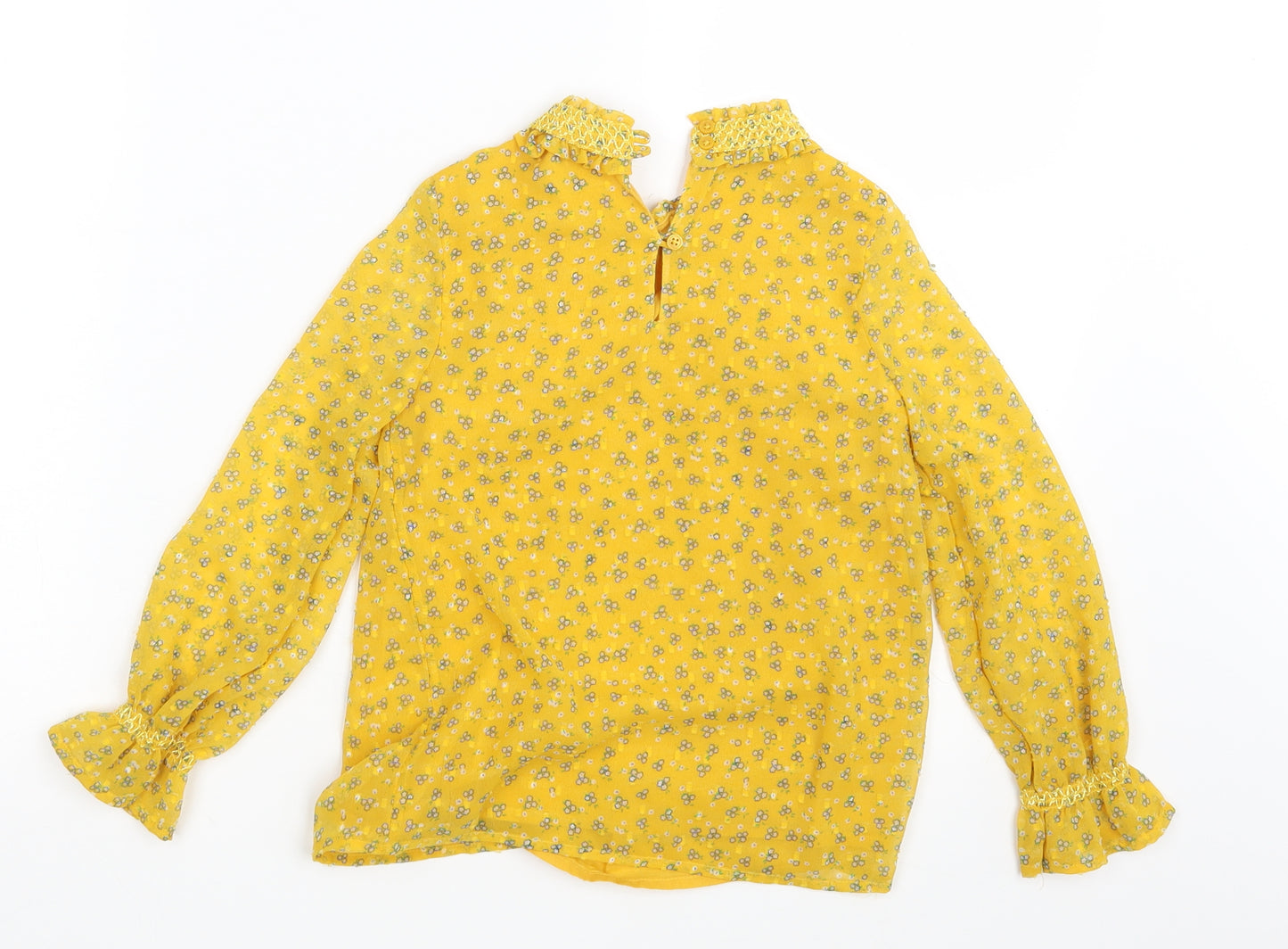 M&S Girls Yellow Floral  Basic Blouse Size 6-7 Years