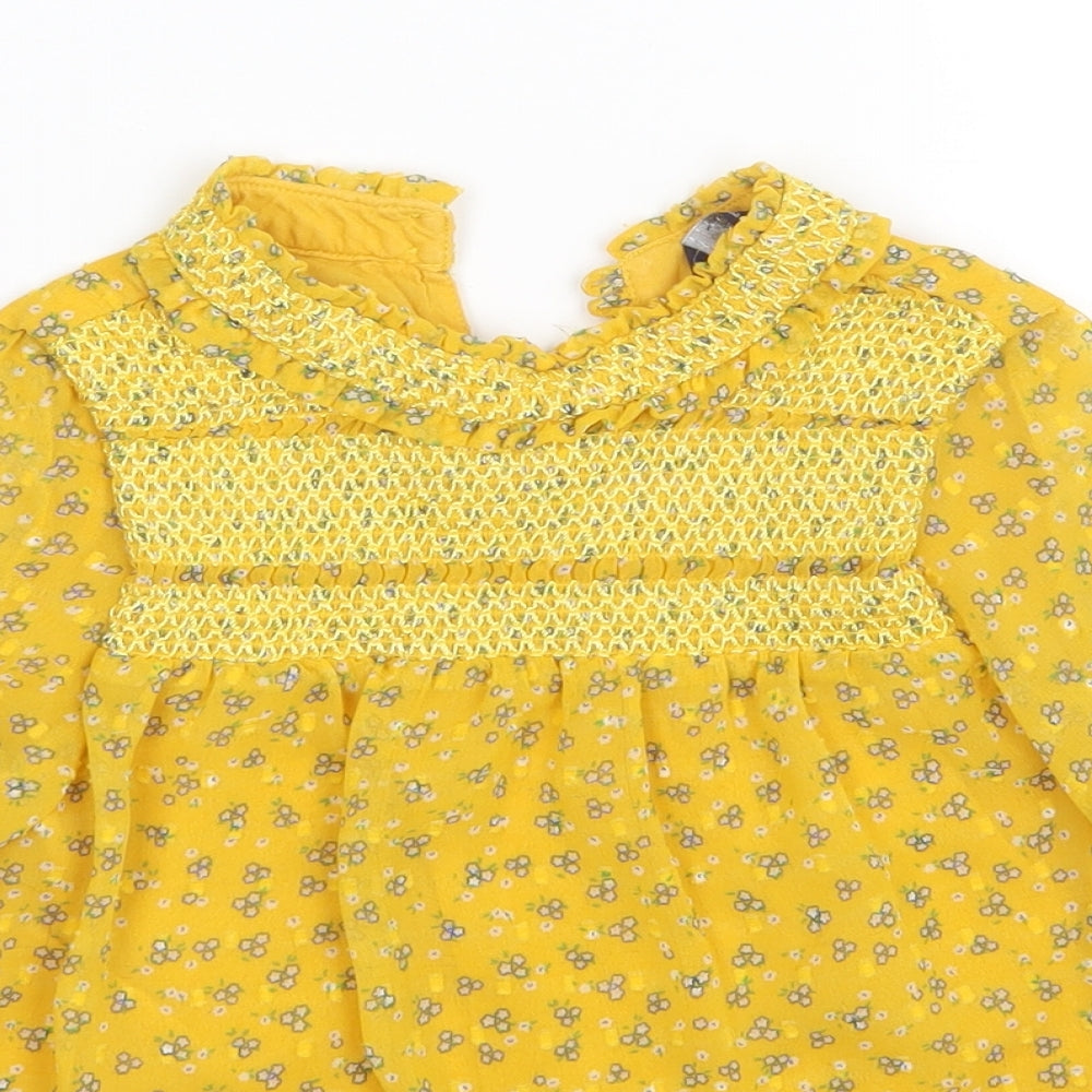 M&S Girls Yellow Floral  Basic Blouse Size 6-7 Years