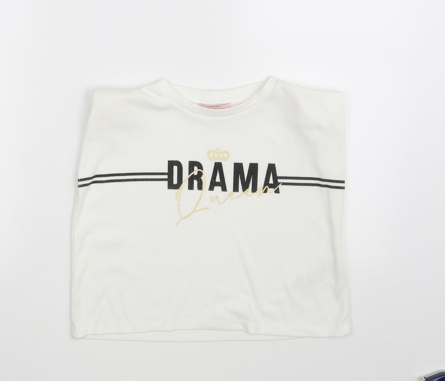 Lipsy Girls White   Basic T-Shirt Size 7-8 Years  - Drama