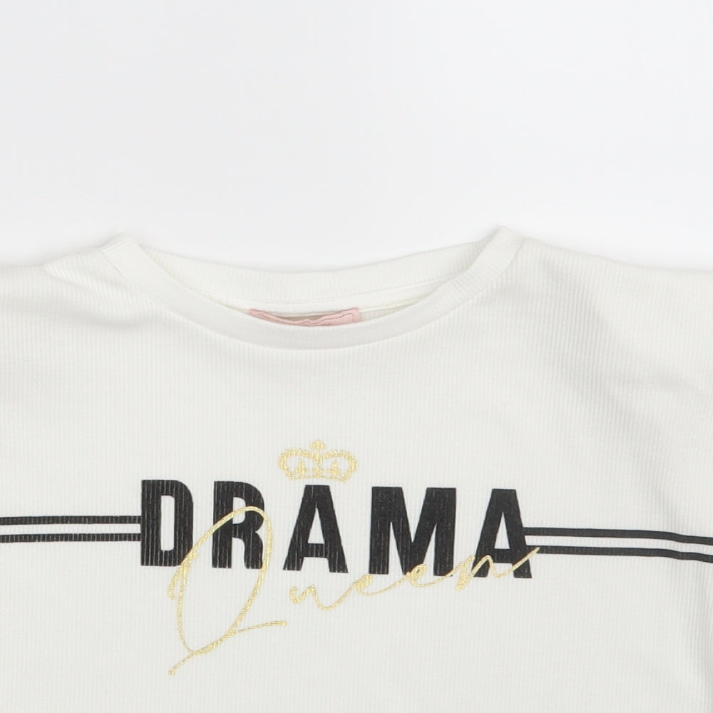 Lipsy Girls White   Basic T-Shirt Size 7-8 Years  - Drama
