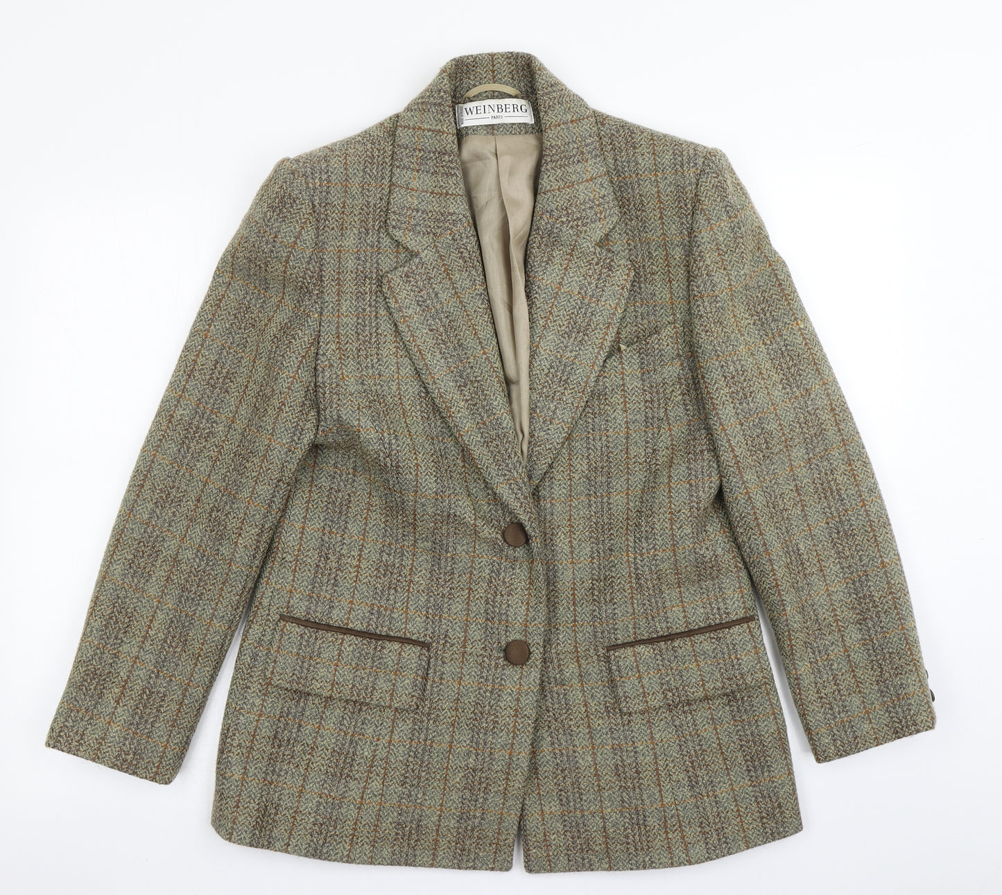 Weinberg Mens Brown Plaid  Jacket Blazer Size 38