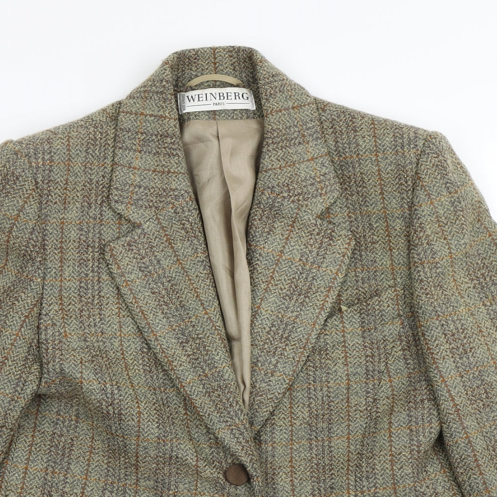 Weinberg Mens Brown Plaid  Jacket Blazer Size 38