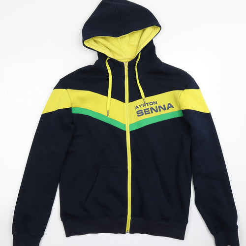 Ayrton Senna Mens Blue   Full Zip Hoodie Size L