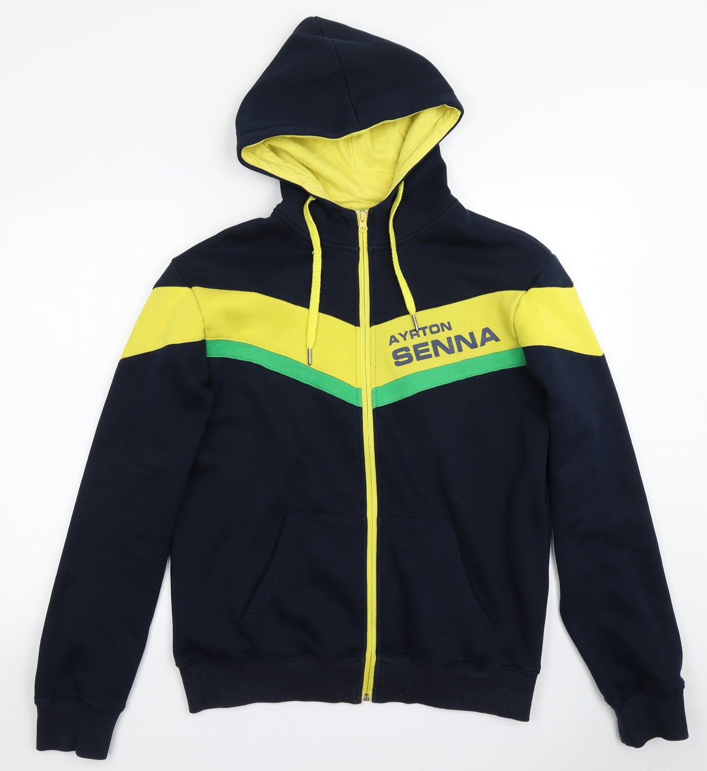 Ayrton Senna Mens Blue   Full Zip Hoodie Size L