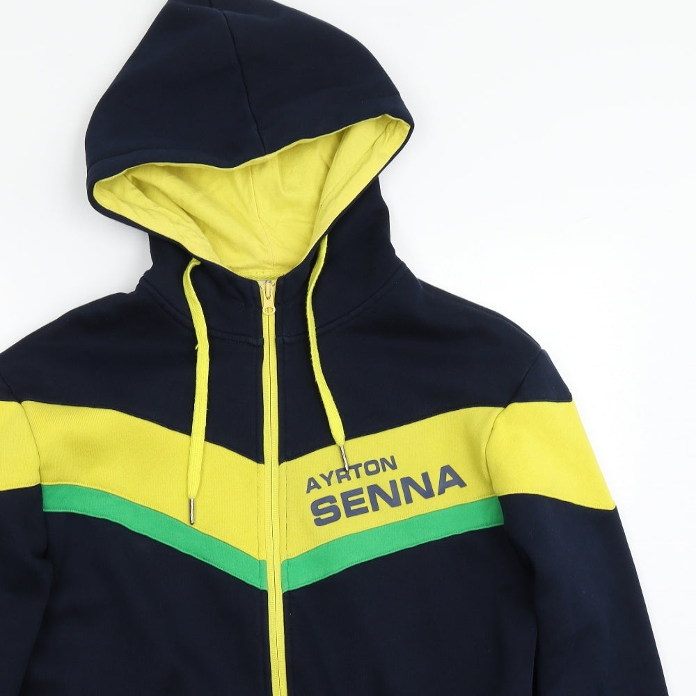 Ayrton Senna Mens Blue   Full Zip Hoodie Size L