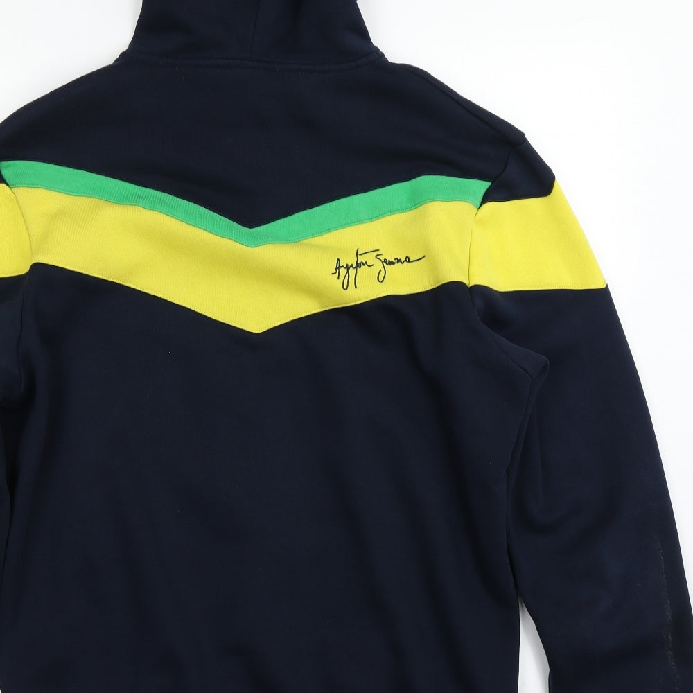 Ayrton Senna Mens Blue   Full Zip Hoodie Size L
