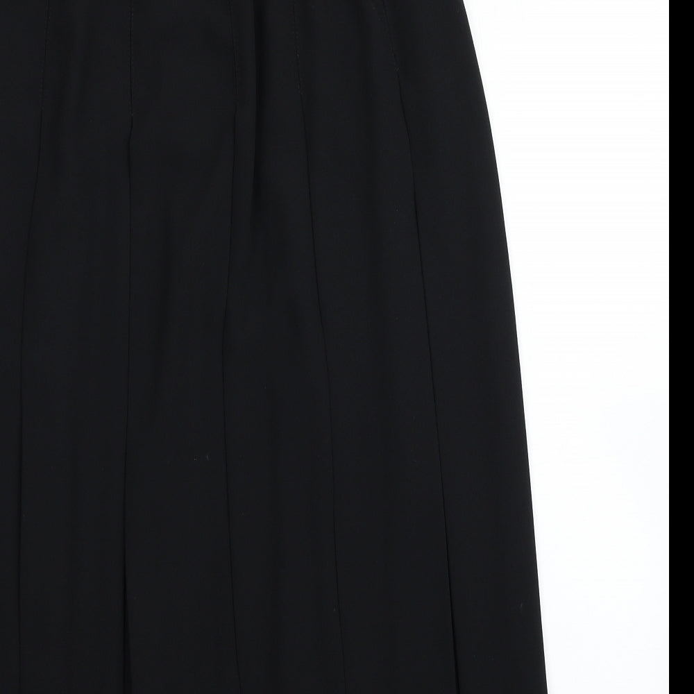 Preworn Womens Black   Pleated Skirt Size 14  - Belted