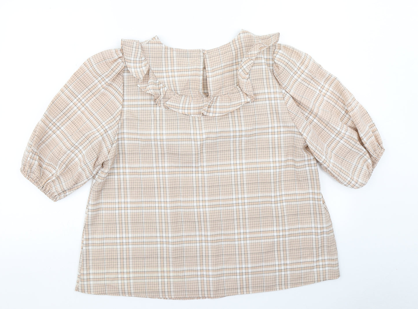 Papaya Womens Brown Plaid  Basic Blouse Size 14