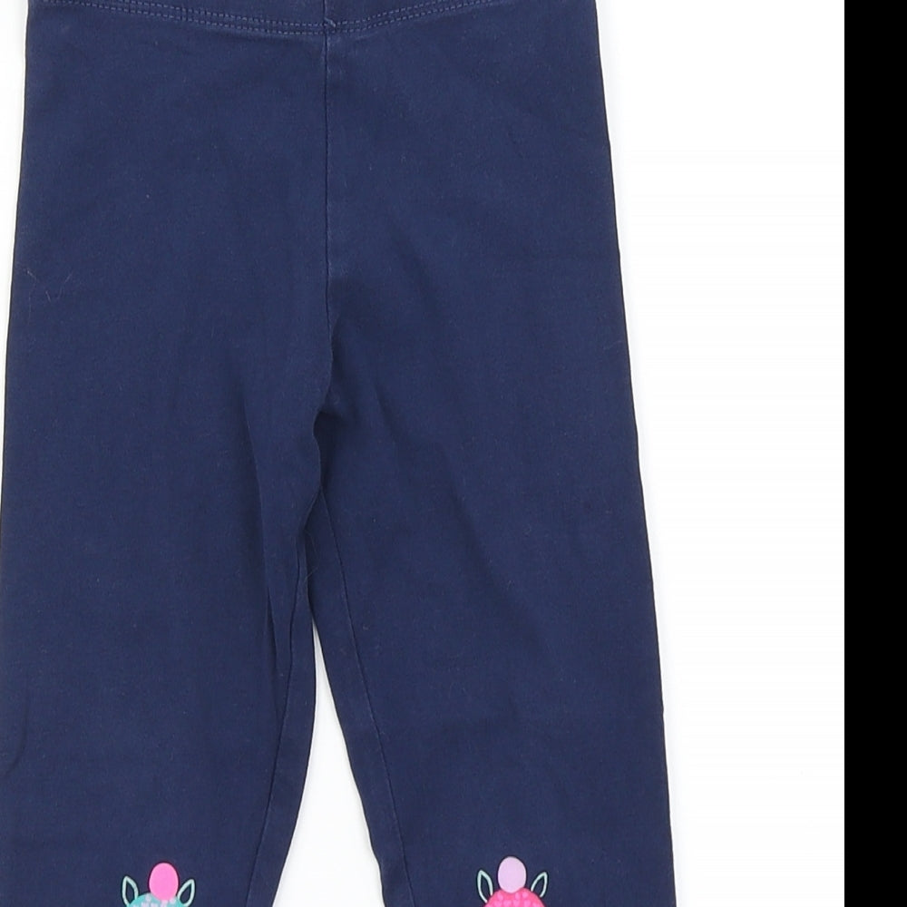 m&s Girls Blue   Jegging Trousers Size 2-3 Years - Llama
