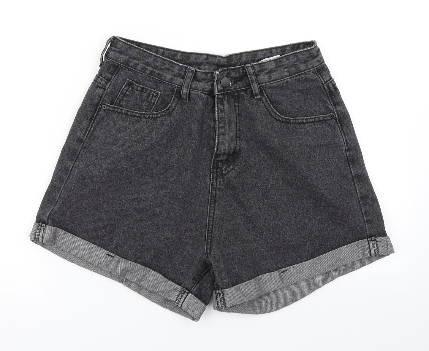 SheIn Womens Black  Denim Hot Pants Shorts Size S