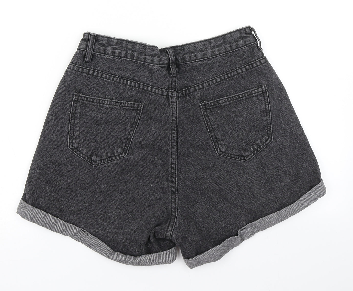 SheIn Womens Black  Denim Hot Pants Shorts Size S