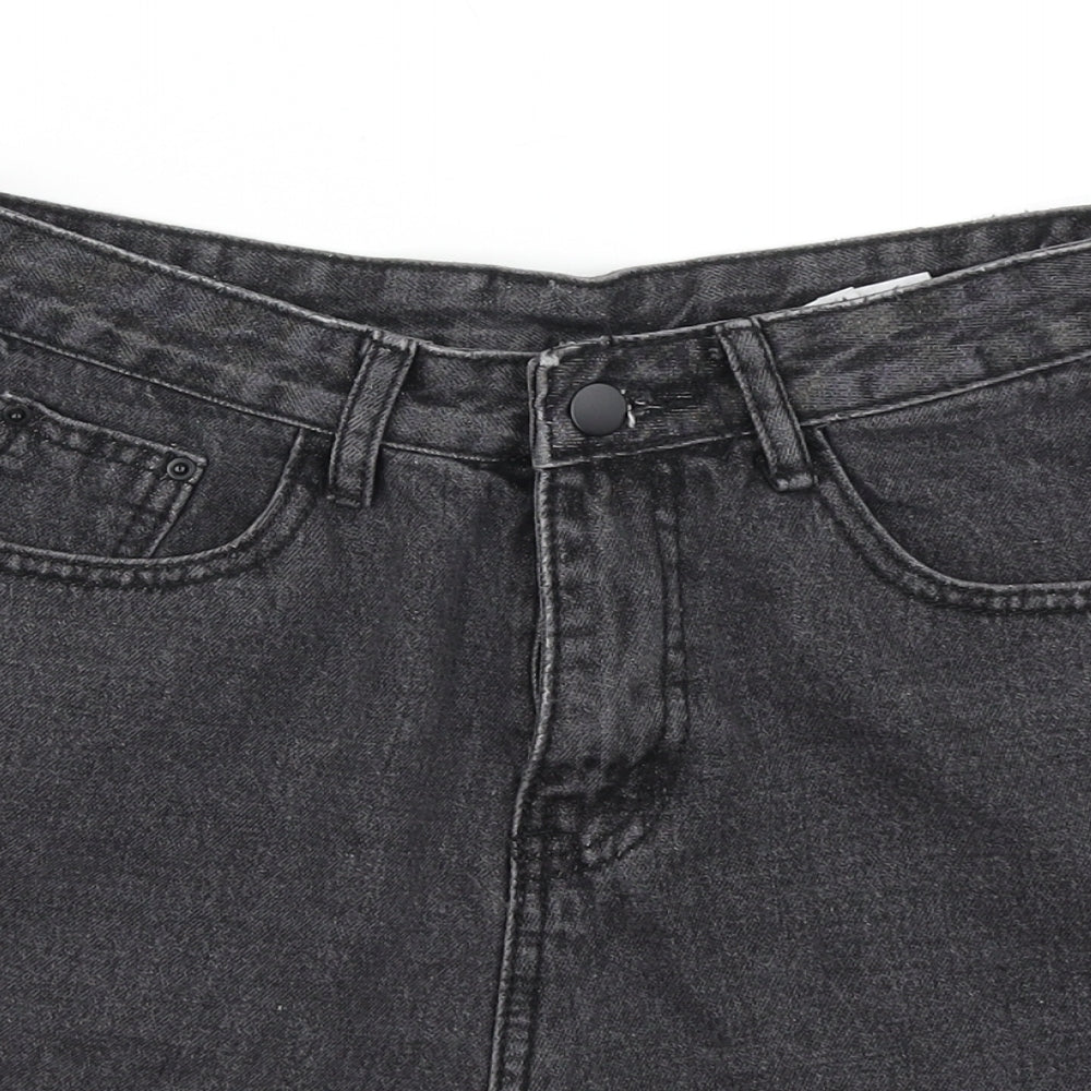 SheIn Womens Black  Denim Hot Pants Shorts Size S