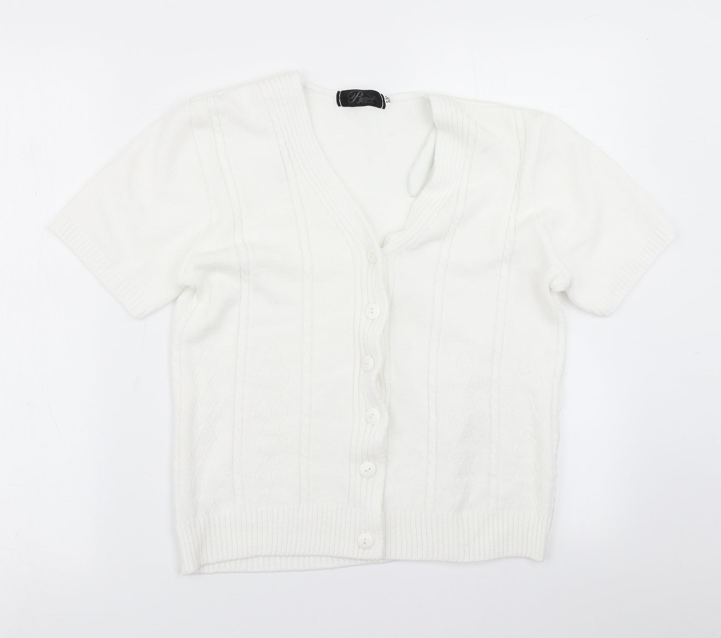 Pyari Womens White  Knit Cardigan Jumper Size S