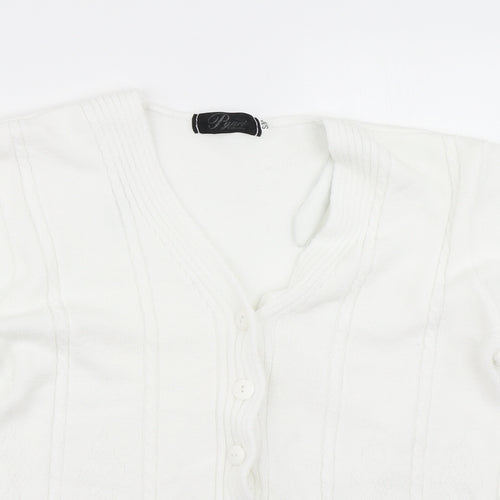 Pyari Womens White  Knit Cardigan Jumper Size S
