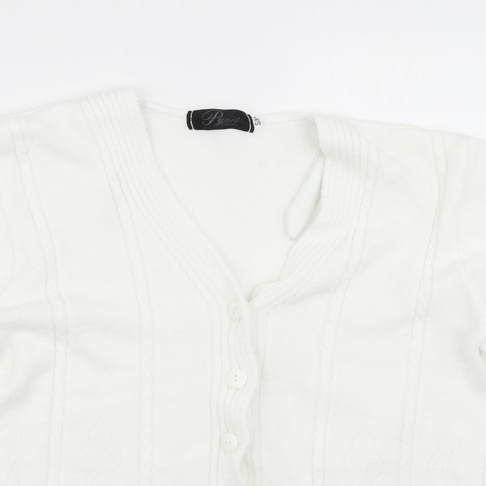 Pyari Womens White  Knit Cardigan Jumper Size S