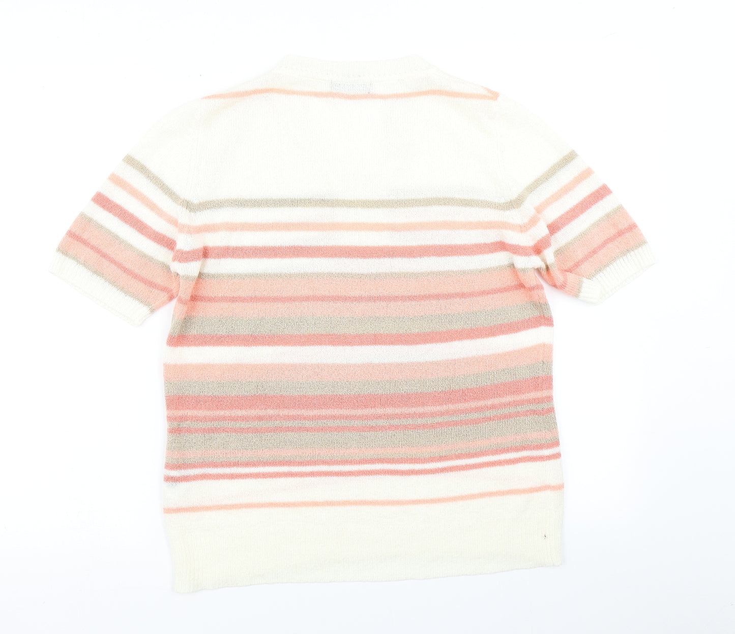 BM Womens White Striped Knit Pullover Jumper Size S