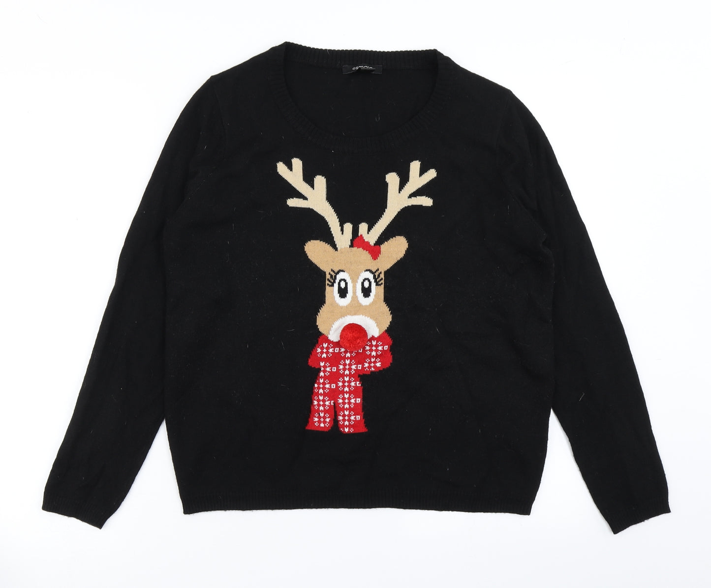 ESMARA Womens Black  Knit Pullover Jumper Size M  - Christmas jumper