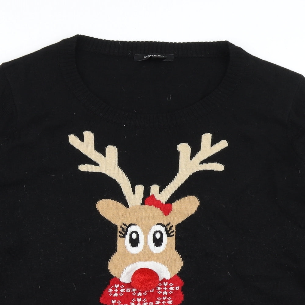 ESMARA Womens Black  Knit Pullover Jumper Size M  - Christmas jumper