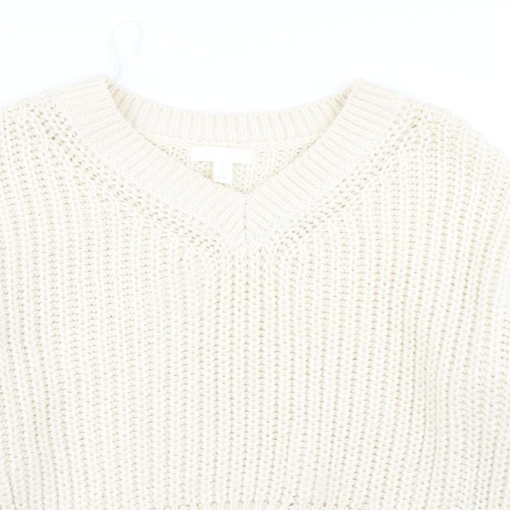 H&M Womens Ivory  Knit Pullover Jumper Size S