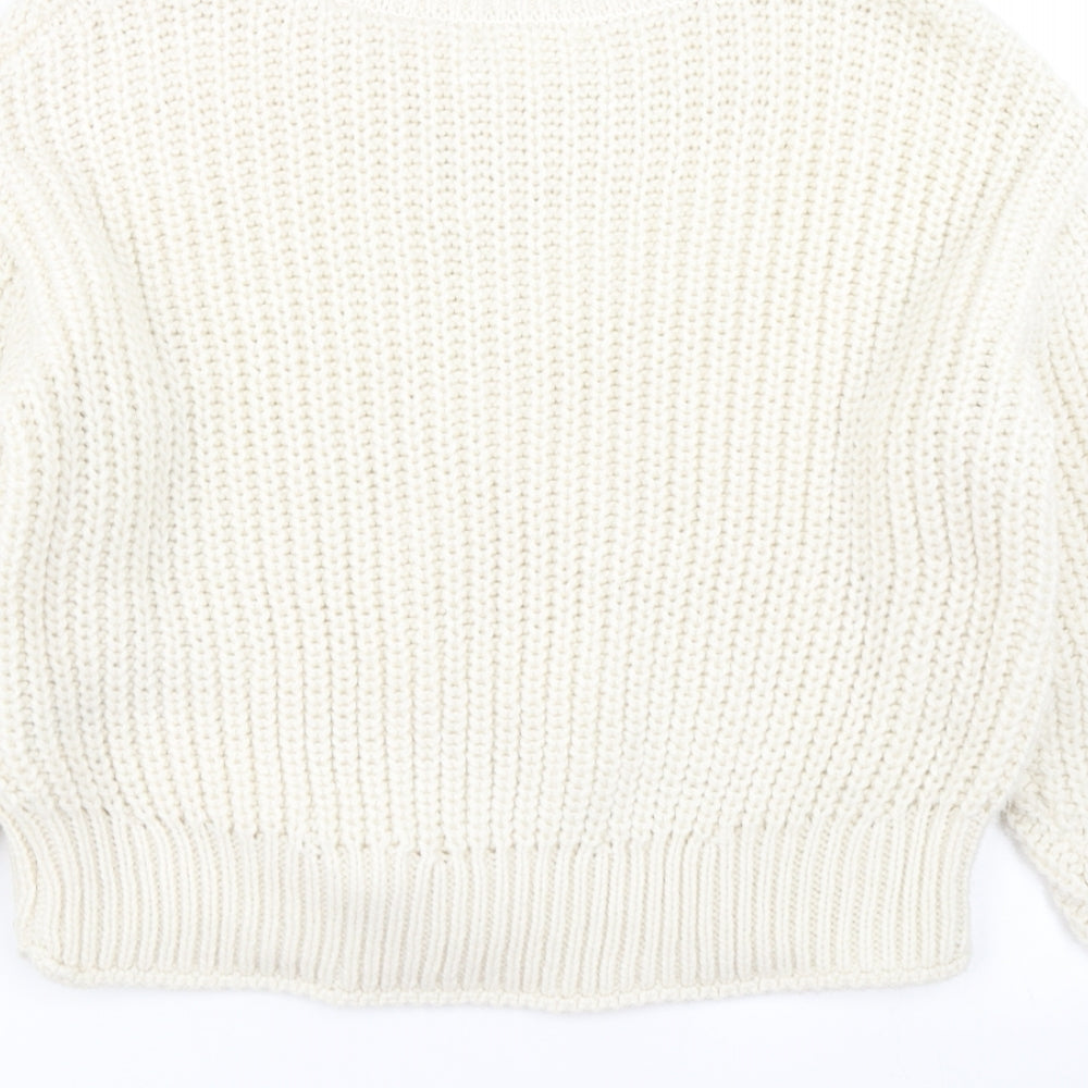 H&M Womens Ivory  Knit Pullover Jumper Size S