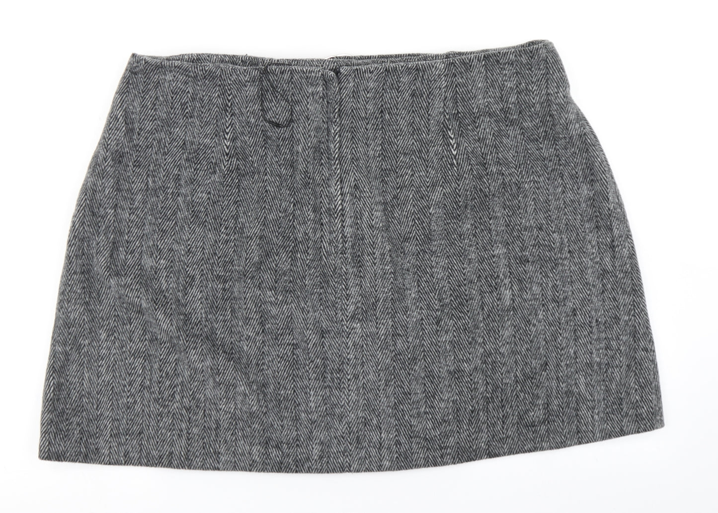 Primark Womens Grey Herringbone  A-Line Skirt Size 20  - Belted