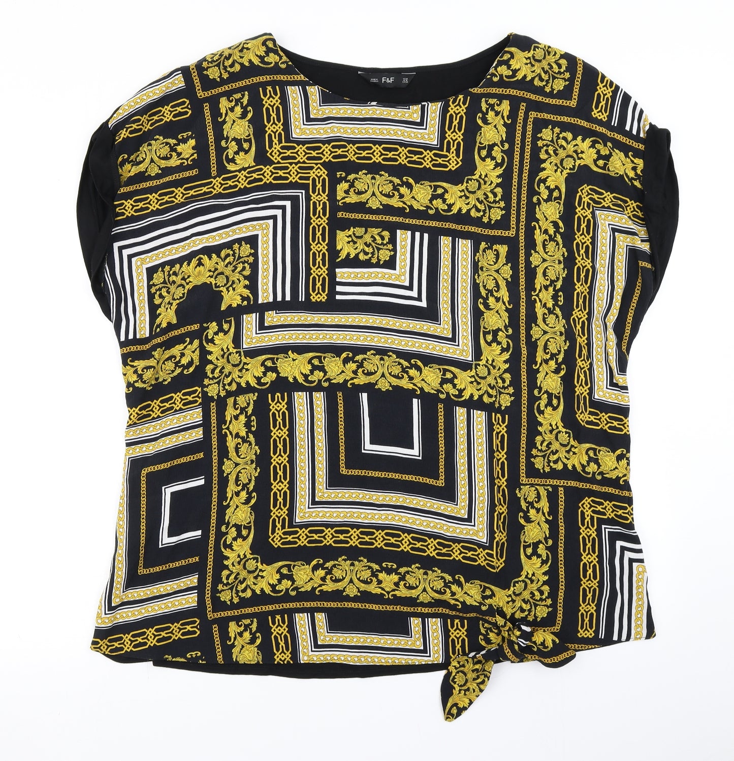 F&F Womens Black Geometric  Basic T-Shirt Size 22