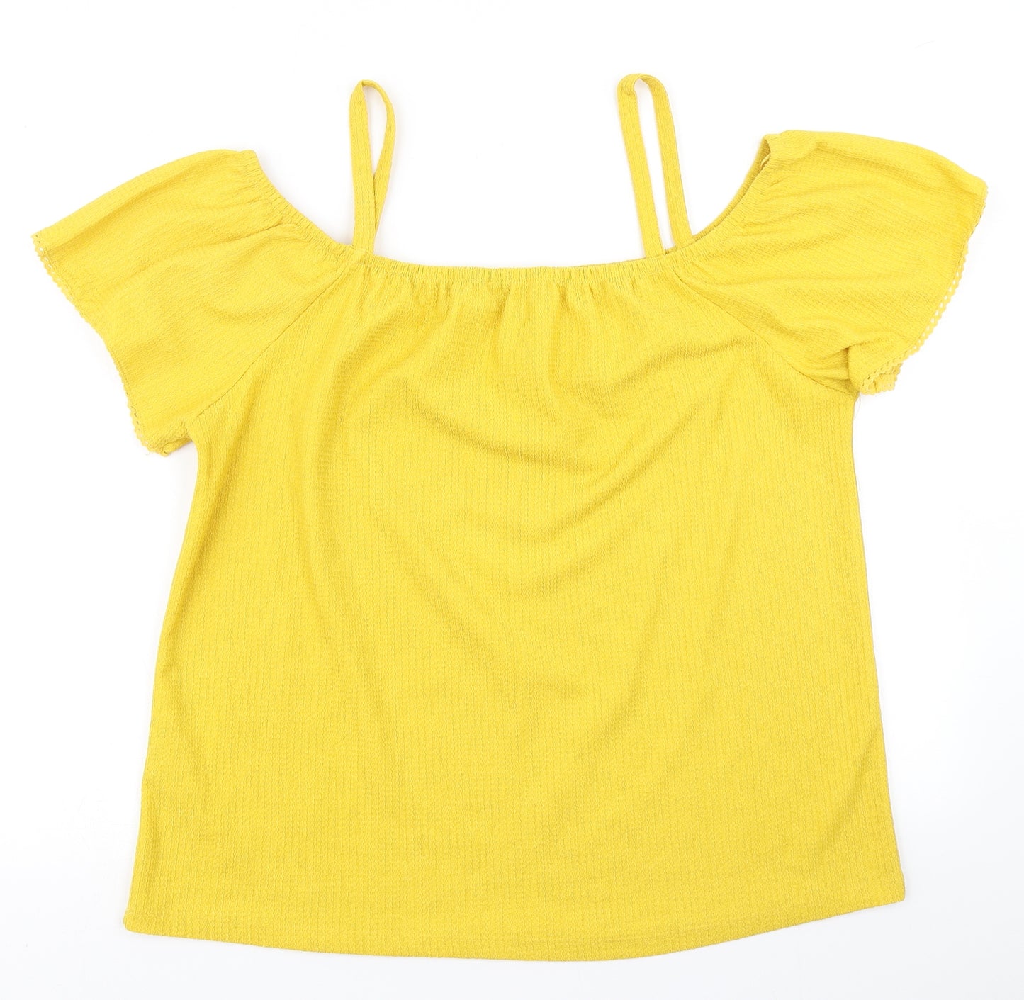 Papaya Womens Yellow   Basic T-Shirt Size 14  - Cold Shoulder