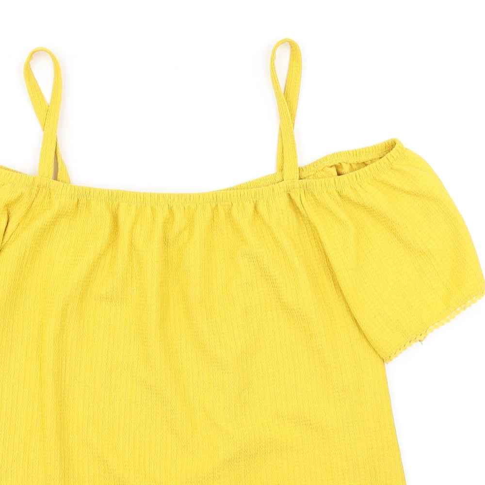 Papaya Womens Yellow   Basic T-Shirt Size 14  - Cold Shoulder