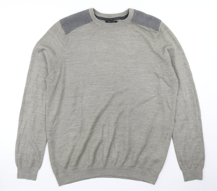New Look Mens Grey Knit Pullover Jumper Size XL