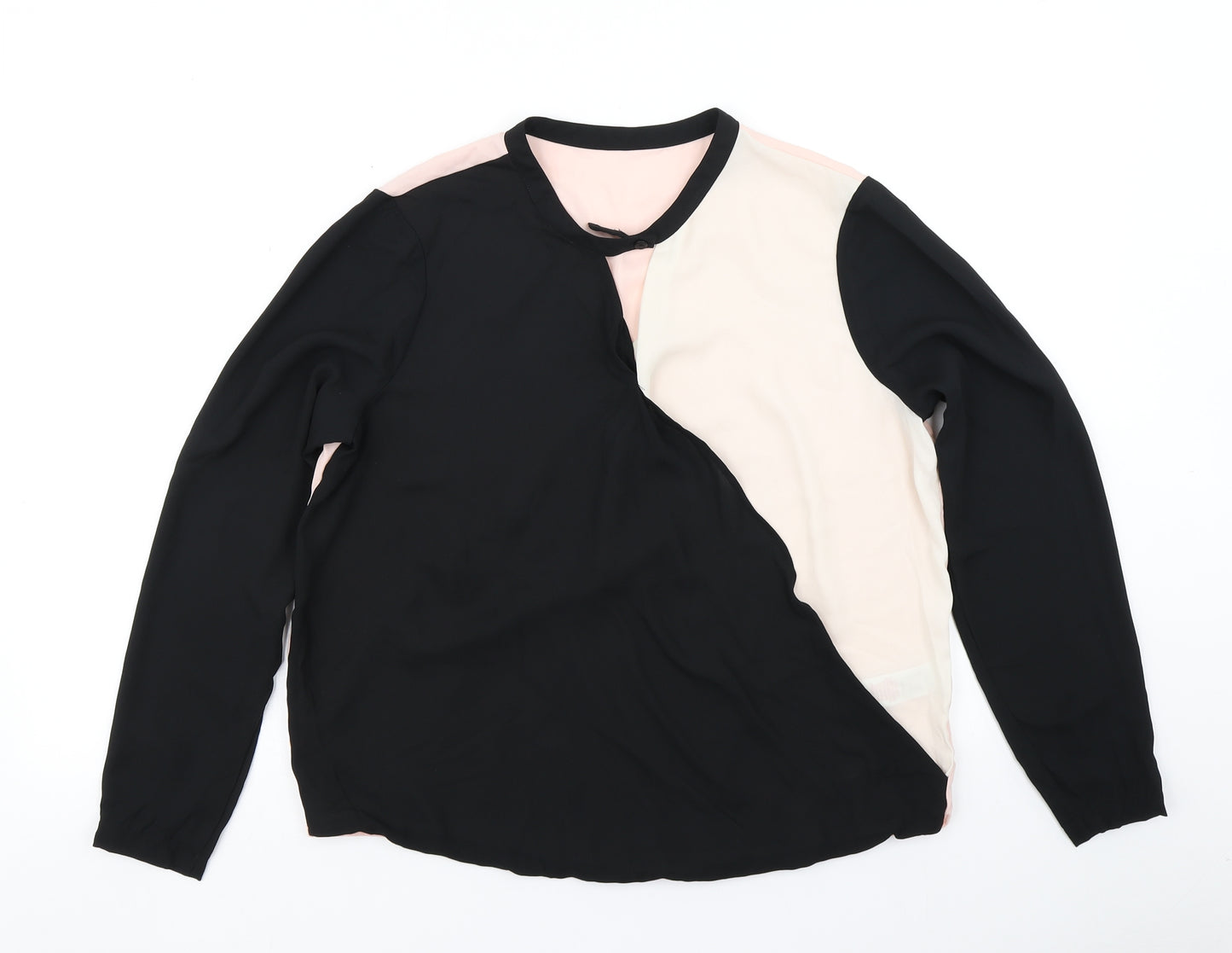 F&F Womens Black Colourblock  Wrap Blouse Size 12