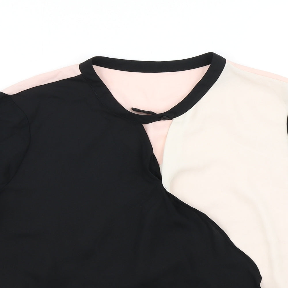 F&F Womens Black Colourblock  Wrap Blouse Size 12