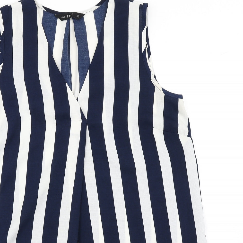 F&F Womens Blue Striped  Basic Blouse Size 14