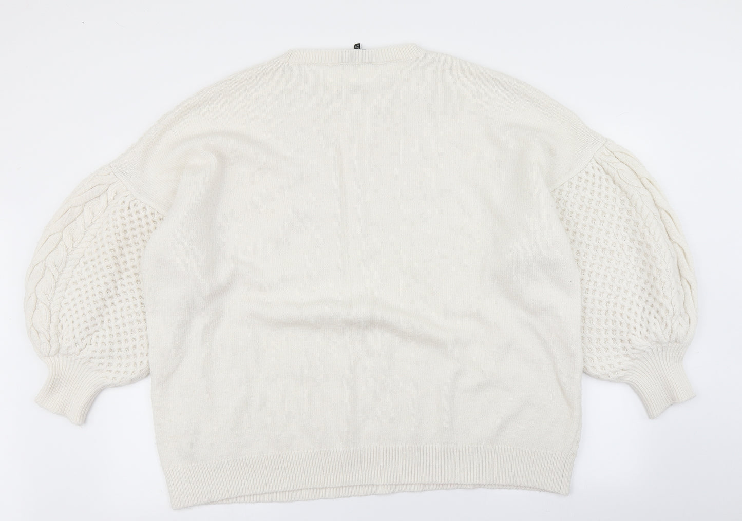 F&F Womens White  Knit Pullover Jumper Size 22  - Balloon Sleeve